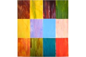 KIPHEPI Paquete de 12 hojas de 10 x 15 cm, texturas mixtas, hojas de vidrieras de catedral, suministros de mosaico de vidrio surtidos para manualidades y hacer mosaicos,variedad de colores (opaco)
