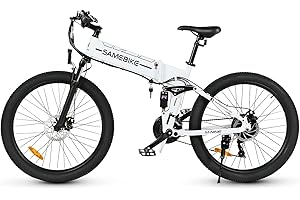 SAMEBIKE Bicicleta eléctrica 26" Fatbike Bicicleta Montaña Plegable Ebike, 48V/12,5Ah Batería,Shimano 21 Vel,Pedal Assist,Instrumento a Color TFT Adultos Urbana