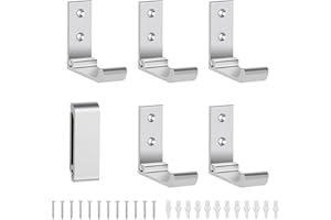 ERWEY 6 ganci pieghevoli da parete per appendiabiti, in lega di alluminio inossidabile, con viti per chiavi, asciugamani, cappelli, borse, argento