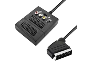 BestPlug SCART Répartiteur vidéo Composite RCA RCA Audio Video S-VHS S Noir avec Interrupteur et câble 0,5 m (modèle amélioré v1.72)
