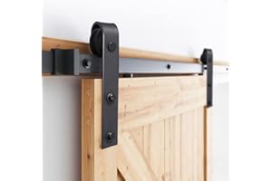 Jopassy Okucie do drzwi przesuwnych 244 cm – 8 ft, szyna do drzwi przesuwnych do 150 kg, system drzwi przesuwnych, system drzwi przesuwnych, prostokątne