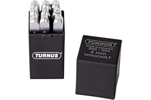 Turnus 330-004 0007697220004 Nickel Plated Number Stamp Set, Silver, 12.5 mm/0.01 mm Set of 9 Pieces