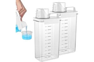 YUDOBLISS Waschmittel Aufbewahrung, 2 Stück Mehrzweck Waschmittelbox, 2300ml Waschmittel Aufbewahrung mit Messbecher, Transparente Waschpulver Aufbewahrungsbox, Waschmittelspender, für Wäschereien, Badezimmer