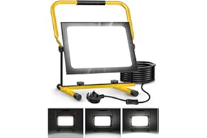 Viugreum 200W Led Work Light, 3 Brightness Adjustable Floodlight with 10ft Cord Plug, IP66 Waterproof 6500K Floodlight Outdoor Lights Mains Powered, Flood Lights Outdoor Job Lamp for Garden Garage
