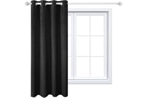 MAXIJIN Velours Rideaux Occultants Épais Isolation Thermique Fenêtre Rideaux & Rideaux Doux Rideaux Obscurcissants 1 Panneau pour Chambre, Salon (1x L 140 X H 180CM, Noir)
