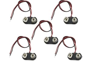 AIRSUN 5Pack 9V Battery Snap Connector 9 Volt Battery Clips Connector Buckle Plastic Housing, T-type