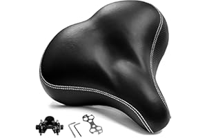 MILOLL Selle de vélo confortable, selle de vélo confortable en mousse à mémoire de forme, excellente selle de vélo de rechange pour homme et femme, large, confortable et sans douleur