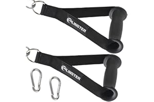 LINSTER 2PCS Mango de Resistencia para Ejercicios, Agarres Poleas Gym Nylon Cuerda Tríceps Manija Empuñadura de Silicona Mosquetón Asas para Bandas de Resistencia, Poleas Gimnasio, Maquina Gimnasio