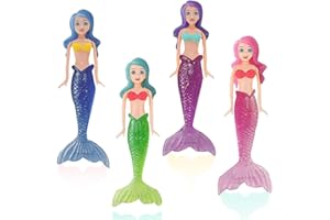 YAYAFUNFUN 4Pcs Mermaid Diving Toys for Swimming Pool - Sinking Sinkers for Kids 7-12, Underwater Training Toys for Girls Boys Pool Games