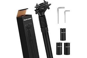 NVIYAM Tija de Sillín de Bicicleta Con Resorte 27,2 mm - 3 Adaptadores (28,6, 30,9 y 31,6 mm) - Amortiguador Para Bicicleta de Montaña y Carretera