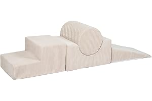 MEOWBABY Parcours de motricité évolutif pour Enfants - Motricité et Escalade éducative pour bébé et Enfant - Aire de Jeux motricité bébé en Mousse, Aesthetic, Écru