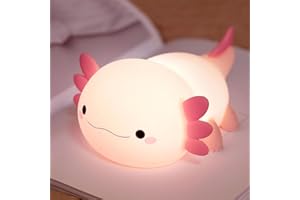 FAMIDUO Luz Nocturna Infantil Axolotl, Lampara Quitamiedos Infantil USB Recargables con Control Táctil， Luz Bebe Nocturna 20 Minutos Temporizador,Decoración para Dormitorio,Regalo para Bebés y Niños