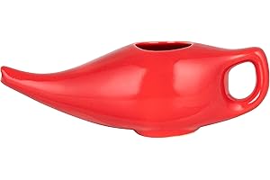 WG inc Ceramic Neti Pot, Handcrafted Nasal Cleaning Cup for Sinus & Congestion Relief, Leakproof Dishwasher Safe Eco Friendly Neti Pot with Cotton Napkin (Red)