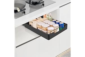 YARVPUV Cassetto Telescopico,Cassetto Scorrevole Estensibile Estraibile,Cassetto Portaoggetti Da Cucina,Ripiani per Cassetti Estraibili Armadio per Cucina,Senza Bisogno di Trapano e Chiodi ,30x 43 x 7cm