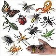 Litinliv 12Pcs Large Realistic Insect Toys Figures, Plastic Bugs Figurines Set, Realistic Insects Toy for Kid, Ladybug, Bee, Butterfly, Assorted Insect Bugs Figures Toy, Insect Themed Party Favors