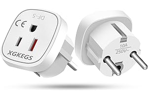 XGKEGS 2 Stück US to EU Adapter, Adapter USA Deutschland stecker, Adapter amerikanisch deutsch, US to EU Plug adapters geeignet für den Einsatz in den USA, Japan, Kanada, Mexiko