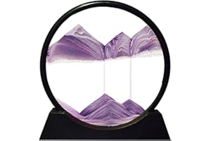 Aoderun Sandbilder Zum Drehen 3d Sanduhr Büro Deko Sand Rundes Glas Fließender Sand Rahmen Bewegliches Sandbild für Schreibtisch Sandmalerei für Erwachses (Violett,20cm)