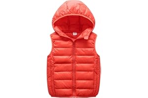 Ommda Gilet sans Manche à capuche léger et chaud pour garçons filles, Veste sans manches Automne Hiver