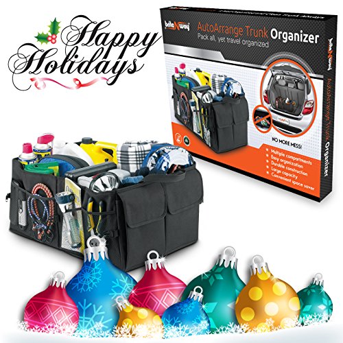BriteNway AutoArrange Collapsible or Folding Car Trunk Organizer - Ideal for SUVs, Hatchbacks or Sedans - For Cargos, Travel Accessories, Tools,Camping or Food and Drinks - Multiple Compartments