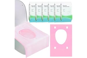 ROUHUHURA 60 Stück Einweg Toilettenauflage, Einweg Toilette Auflage,Toiletten Sitzbezug für Kinder und Erwachsene Universal Töpfchentraining Toilette Töpfchentraining, Einzeln Verpackt (Pink)