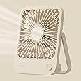JISULIFE Small Desk Fan Rechargeable Battery Powered, 180°Foldable Portable USB Fan, 4 Speeds Adjustable, Silent Powerful for Home Office Travel Outdoor-Brown