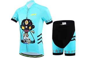 YFPICO Traje de Ciclismo Niño/Niña Maillot Transpirable para Deportes al Aire Libre,Bicicleta Camiseta Manga Corta + Pantalon Corto con Asiento Acolchado