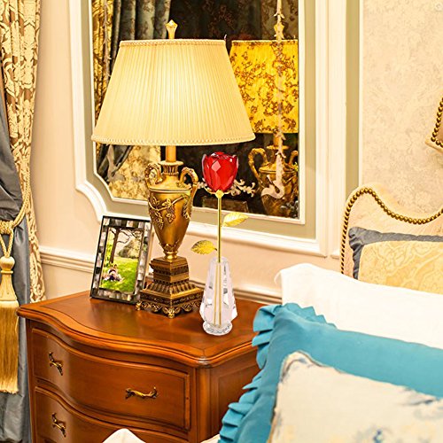 Rosen – Crystal Rosenknospe mit Gold 24K Stem – Beste Geschenk für Muttertag, Valentinstag, Muttertag, Jubiläum, Hochzeit, Geburtstagsgeschenk (rot) - 7