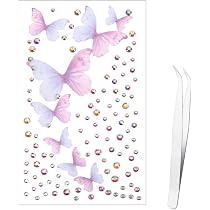 Strass-Aufkleber Set – 15 Schmetterlinge & 45 Runde Diamanten – Aurora-Optik – Für Gesicht, Nägel, Deko