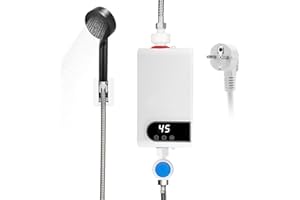 GXPJYCFOB Scaldabagno Elettrico Istantaneo, 220V 5500W Mini Scalda Acqua Elettrico Istantaneo con Display Digitale LCD e Pulsanti a Sfioramento Piccola Cucina, Bagno, Minatura