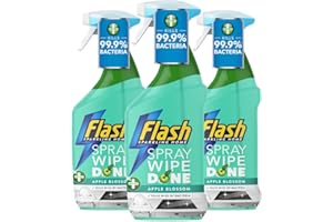 KING BAJ Flash Spray-Wipe-Done Kitchen Cleaner Spray (800 ml x 3) Surface Cleaner & Grease Remover - Apple Blossom - Savers Pack