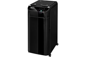 Fellowes Automax™ 550C - Destructora trituradora de papel automática, corte en partículas de 4x38mm (DIN P-4), destruye hasta 550 hojas, hasta 10 usuarios en la oficina, papelera de 83L, destruye CD