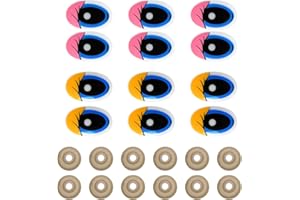 Aomhrek 20 Pieces Safety Eyes For Crochet Toys Cartoon Eye Printing Safety Eyes Plastic Exquisite Vivid Crochet Eyes With Washers Safety Eyes For Toy Making Crochet Toys 19 X 29 mm