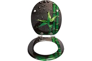 SINOBATH Abattant WC, noyau en bois MDF, robuste, avec système d'abaissement automatique, montage facile, couvercle de WC