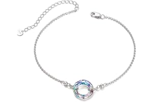 AOBOCO Bransoletki przyjaźni dla kobiet, srebro wysokiej próby z kryształem, świetne pomysły na prezent dla najlepszej przyjaciółki, siostry, córki na Boże Narodzenie, urodziny, Kryształ, Kryształ