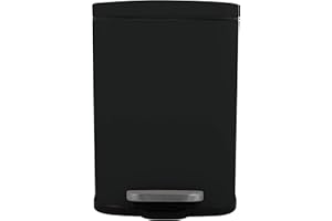 Spirella Papelera Akira de 5L de capacidad con pedal, en color Negro mate. Con cierre amortiguado y cubo interior Colección, 21.4X17.6X30 Cm