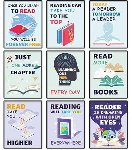 JANLAN Quadro Su Tela Con Frasi Motivazionali - Reading Is An Adventure - 28x38 Cm - Decorazione Per Camerette E Aule - 2