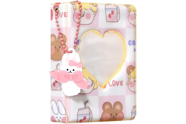 Babyfond Mini album photo, 40 pochettes Kpop, reliure pour cartes photo, cœur d'amour, pochettes creuses, pour appareil photo Fujifilm Instax, 7,6 cm, rose