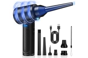 REESIBI Souffleur Air Comprimé, Dépoussiérants Puissants Électrique, 3 Vitesses 110000 tr/min Compressed Air Duster Avec LED, 7500mAh Batterie Plumeau à air électrique, Bombe Air Comprimé Nettoyage PC