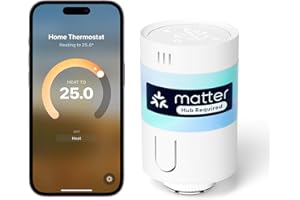 Meross Matter Thermostat Connecté nécessite Un hub supplémentaire, Tête Thermostatique, Thermostat Radiateur, Commande Vocale Alexa Google Siri, Thermostatique sans Fil avec Programmation Chauffage