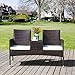 Produktbild Merax Poly Rattan Garten Möbel Set Balkon Wohnzimmer Pool Möbel Set Gespräch-Stuhl Set Inklusive 2-sitzigen Sofa Stuhl, temperierter Glastisch, Loveseat Style, Braun