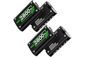 4 Pack (2800mAh) Akku für Xbox One Controller, 2025 Neue Upgrade 0 Zyklus Höhere Kapazität Wiederaufladbare Batterie Ersatz für Xbox One/One S/One X/One Elite, Xbox Series S/X