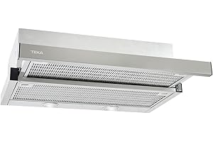 TEKA Campana Extractora Extensible 60 cm, 2 Velocidades + Intensiva, Filtro de Carbón, Acero Inoxidable Antihuellas, Iluminación LED, Modelo CNL 6400.2