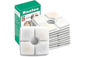 Hantoc 10 Pezzi Filtri Fontanella per Gatti, Filtri di Ricambio per Gatto di Cane per 2.5L Fontanella Animali Domestici Filtri per Fontana con Resina e Carboni Attivi Piazza