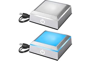 QENETY Base con luce a LED, espositore quadrato multicolore con interruttore sensibile al tocco, base luminosa in cristallo 3D che si illumina (argento 2 piatti)