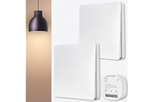 Molbory Bezprzewodowy przełącznik światła, bezprzewodowy przełącznik ścienny, zasięg 50 m, 2 bezprzewodowe przełączniki światła do lampy, nie wymaga okablowania, 5000 W, wodoodporny przełącznik