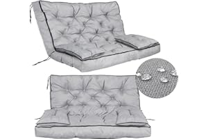 GARDEN KING ROYAL REST Gartenkissen Set für Bank Hollywoodschaukel Gesteppte Kissen mit Paspel Befestigungsbändern wasserfest Größe XL Sitzkissen Palettenkissen Rückenkissen