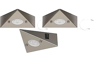Trango Lot de 3 6739-32 éclairage de cuisine sous meuble avec 3 modules LED de 4,8 watts 3000K blanc chaud *COOK* éclairage encastré - spot encastré - interrupteur - éclairage d'armoire
