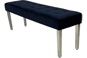 ASR INTERIORS Majestic Black Velvet 3 Seater Bench – Luxury Tufted Upholstered Ottoman Seat | Modern Office, Bedroom, Living Room, Dining Bench | Elegant Velvet Entryway Hallway Seating (Black)