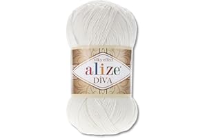 Frida's Wollhaus Alize Diva Laine pour tricot, crochet en microfibre - 100 g - 64 couleurs (450 - Perle)