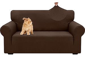 YSTELLAA Copri Divano 2 Posti Con Braccioli, Jacquard Copridivani Elasticizzati, Copridivano Antigraffio Gatto Cani, Universale Moderno Sofa Cover, Copridivano Antiscivolo Lavabili, Caffè